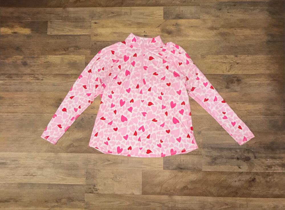 Jofit womens UV long sleeve heart print shirt